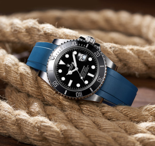 Crafter Blue curved end rubber straps engineered for Rolex Watches